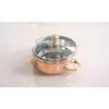 Steel Copper Handi Bowl with Glass Lid, for Serving Dishes, Tableware, Kitchenware for Home and Restaurant 500 ML