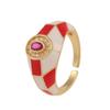 Fashion Trend Color Enamel Stitching Open Ring Dainty All -Match Contrast Finger Ring For Women Girls Geometric Jewelry Gifts