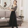 Mittellanger elastischer Rock im koreanischen Stil mit hoher Taille für Damen