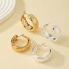 Fashion Stainless Steel Smooth Metal Chunky Hoop Earrings for Women Vintage Round Circle Drop Earrings Trendy Party Jewelry