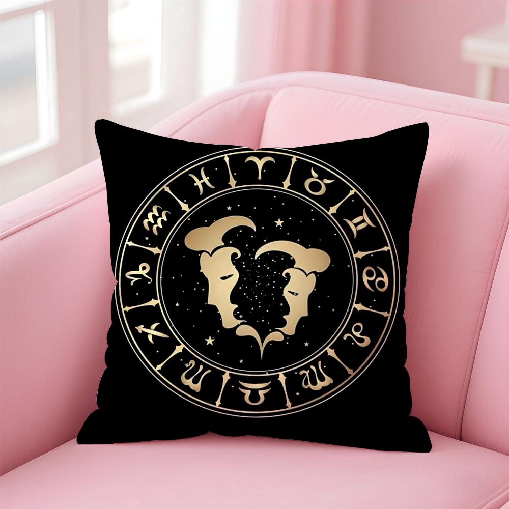 Luxury Twelve Constellation Cushion Cover Home & Car Multi-Scene Pillow Cover - Reversible, Soft & Durable for Daily Use