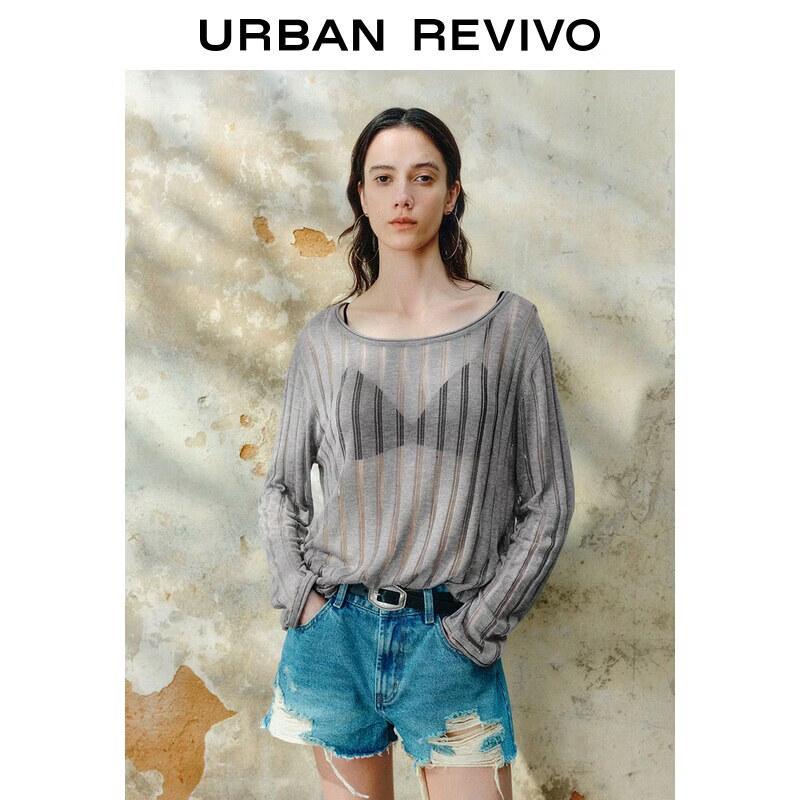 

UR2026 Women s Textured Openwork Knit Top S