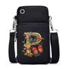 Women Small Crossbody Shoulder Bags Vintage Flower Alphabet Mobile Phone Bag Purse Soft Leather Strap Handbag Mini Messenger Bag