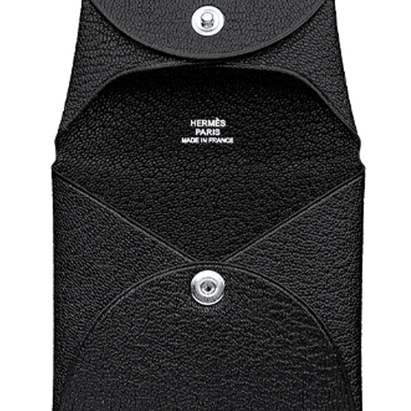 Hermes Bastia Mysore Noir Goat Leather Coin Purse Card Holder Wallet Women Wallet Black H039759CK89