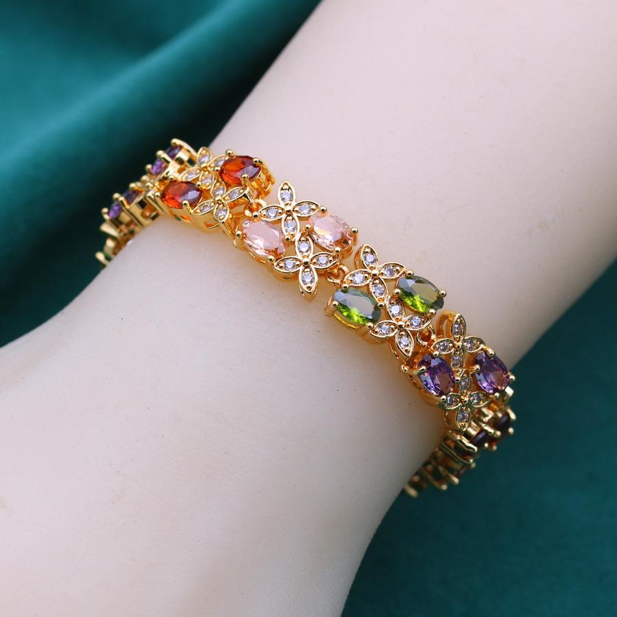 New Retro Style Multicolor Zirconia Bracelet,  Golden-Plated,  Elegant Daily Wear And Gift Giving, Christmas Gift