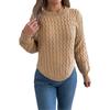 Women's Sweatshirt Casual Top Solid Colour Cable-Knit Bell Sleeves Asymmetrical Pullover