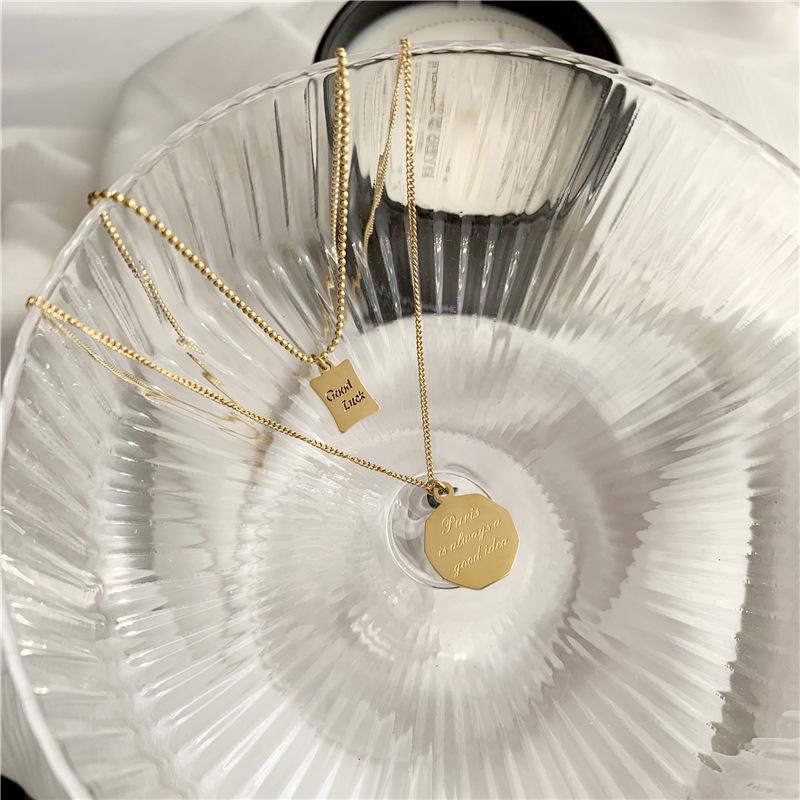 Titanium Steel Double Layer Letter Pendant Necklace for Women - Cool Style Clavicle Chain, Good Luck Charm.