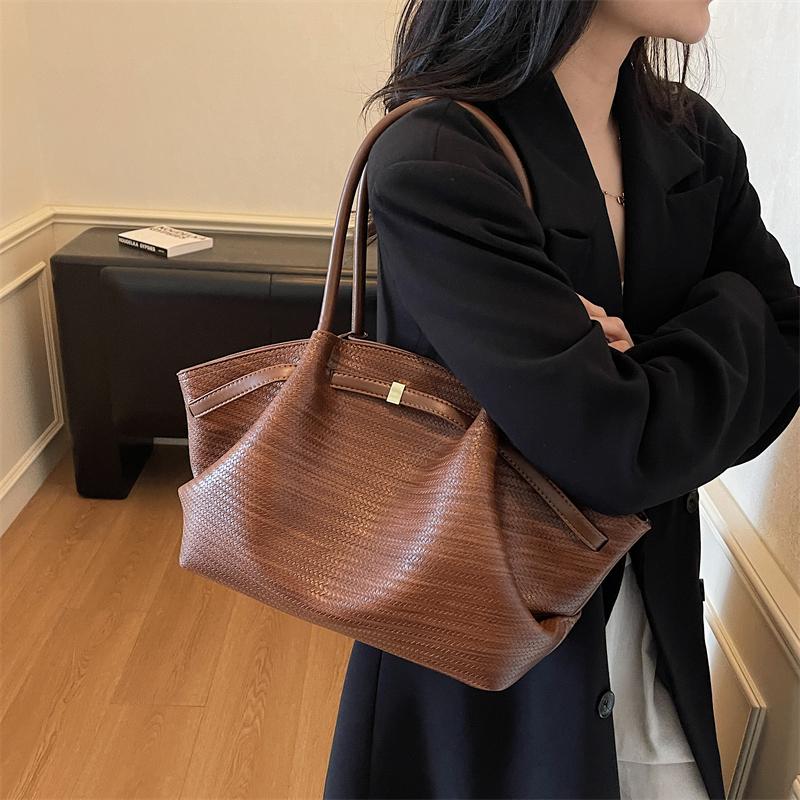 Borsa Tote in PU Testurizzato con Manico Superiore Grande Capacità Moda Borsa a Spalla Quotidiana