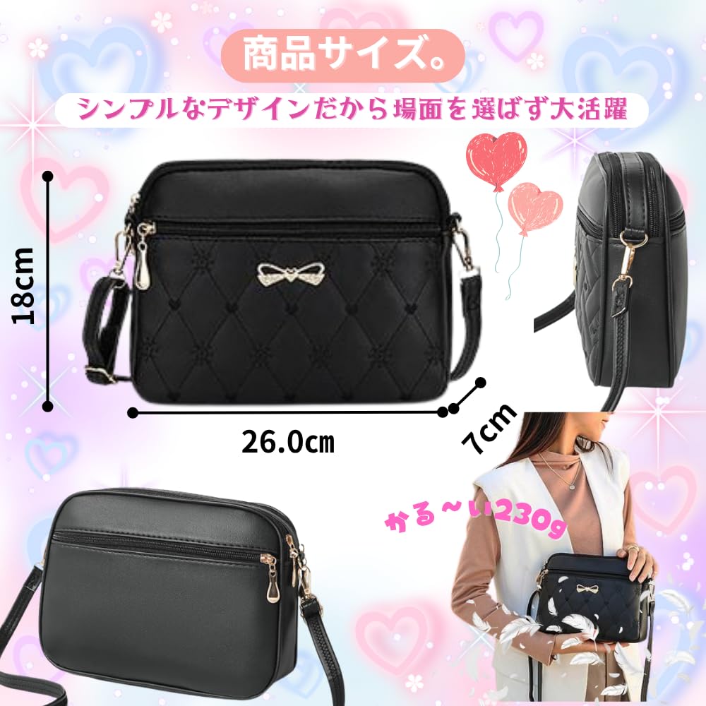 ORIJIRI Women's Small Shoulder Bag, Wallet, Cute Handbag, PU Leather, 3-Way Mini Shoulder Bag