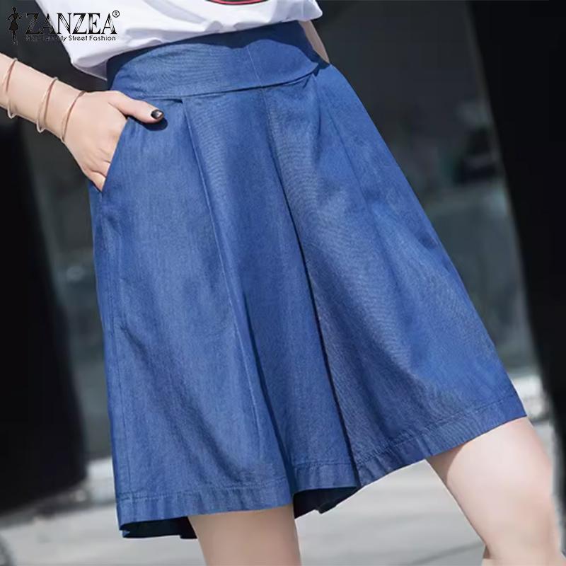 

ZANZEA Женские повседневные свободные летние шорты с эластичной резинкой на талии синий