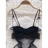 Fashion Style Sexy Slip Dress Thin Mesh Lace Sheer Cutout Sexy Dress Suit