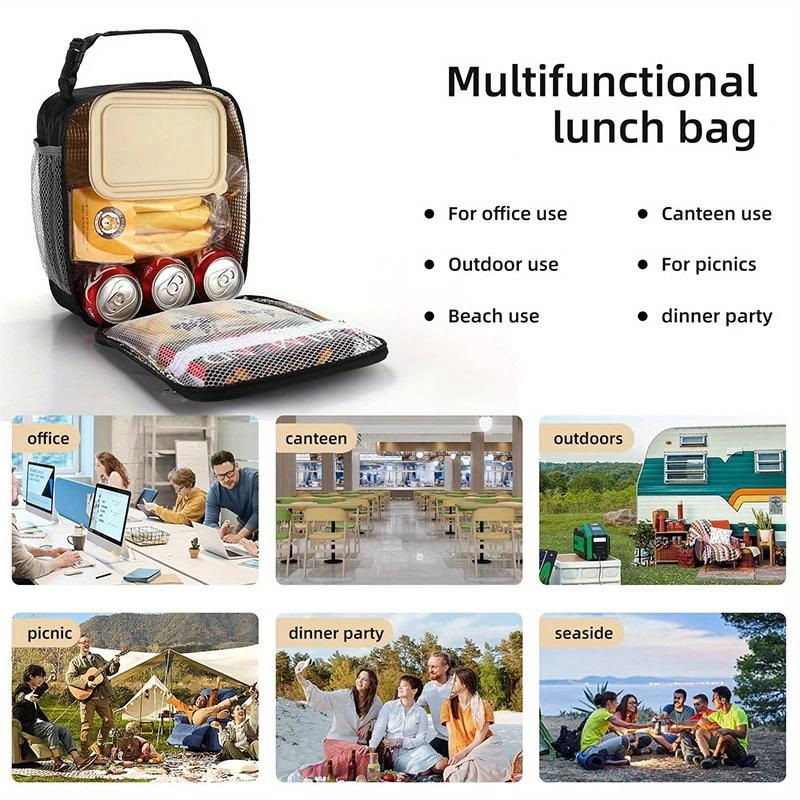 Student Portable Large Capacity Insulated Lunch Box Reusable Lunch Bag for Men Women Waterproof Oxford Cloth Insulated Cooler Bag