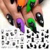 12 Designs Schwarze Katze Nagel Wasser Aufkleber Niedliche Kawaii Cartoon Nagelkunst Abziehbilder Wasserzeichen Transfer Slider Maniküre Dekorationen