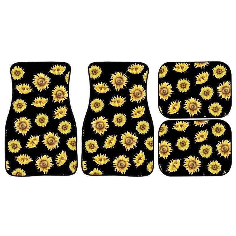 Printed Sunflower Car Universal Floor Mat Four Pieces Dust-Proof And Dirt-Resistant Car Floor Mat Interior Fashionable