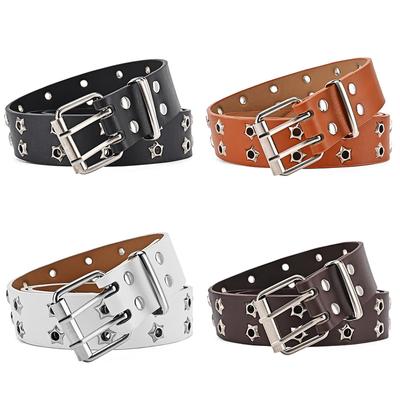 Hohl Punk Casual Damen Gürtel Stern Dekoration Zweireihig Gürtel Jeans Gürtel Männer