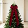Polyester Red Christmas Bow with Elegant Draping and Extra Long Tails for Hotel Mall Window Decoration 105x38cm