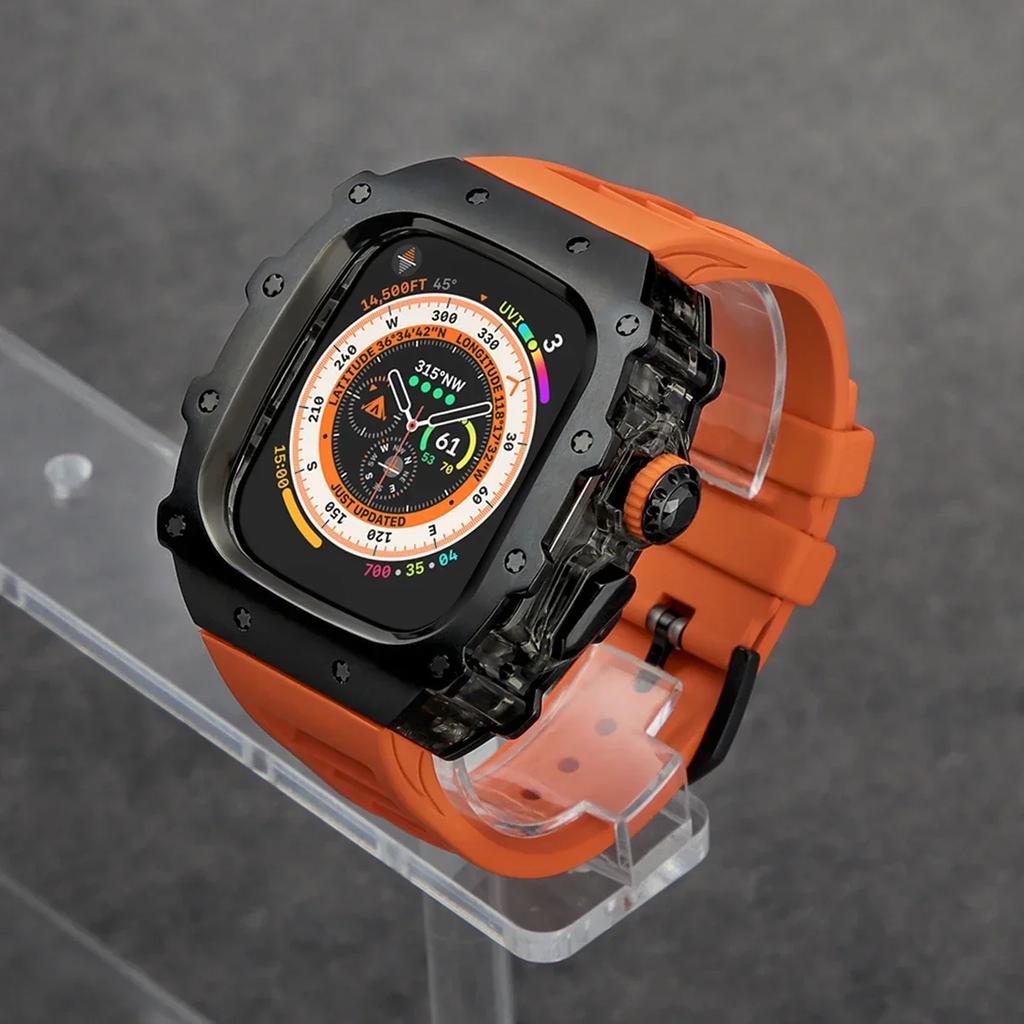 Klasická luxusná modifikačná súprava pre Apple Watch Ultra 2 49mm Puzdro z nehrdzavejúcej ocele Pre IWatch 9 8 7 6 45mm 44mm Krištáľové tlačidlo Športový remienok