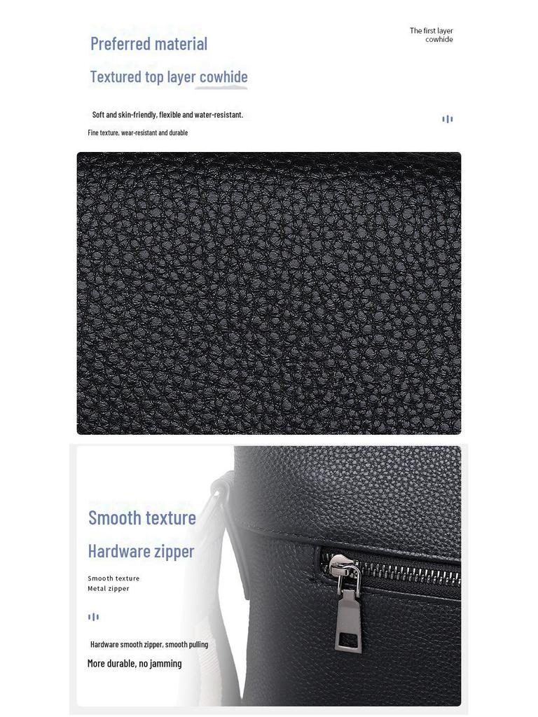 Men's Large Capacity Cowhide Messenger Bag - Trendy Shoulder Bag for Autumn/Winter 2024
