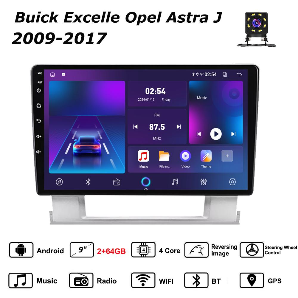 

Android Car-Play Car Radio For Buick Excelle Opel Astra J 2009-2017 Multimedia Player Head Unit Stereo GPS Navigation BT WIFI,2+64GB срібний