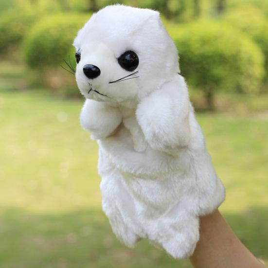 26cm Animal Hand Puppet Soft Cozy Touch Lovely Plush Toys Flexibility Training Interactive Toy Cartoon Sea Lion Doll Hand