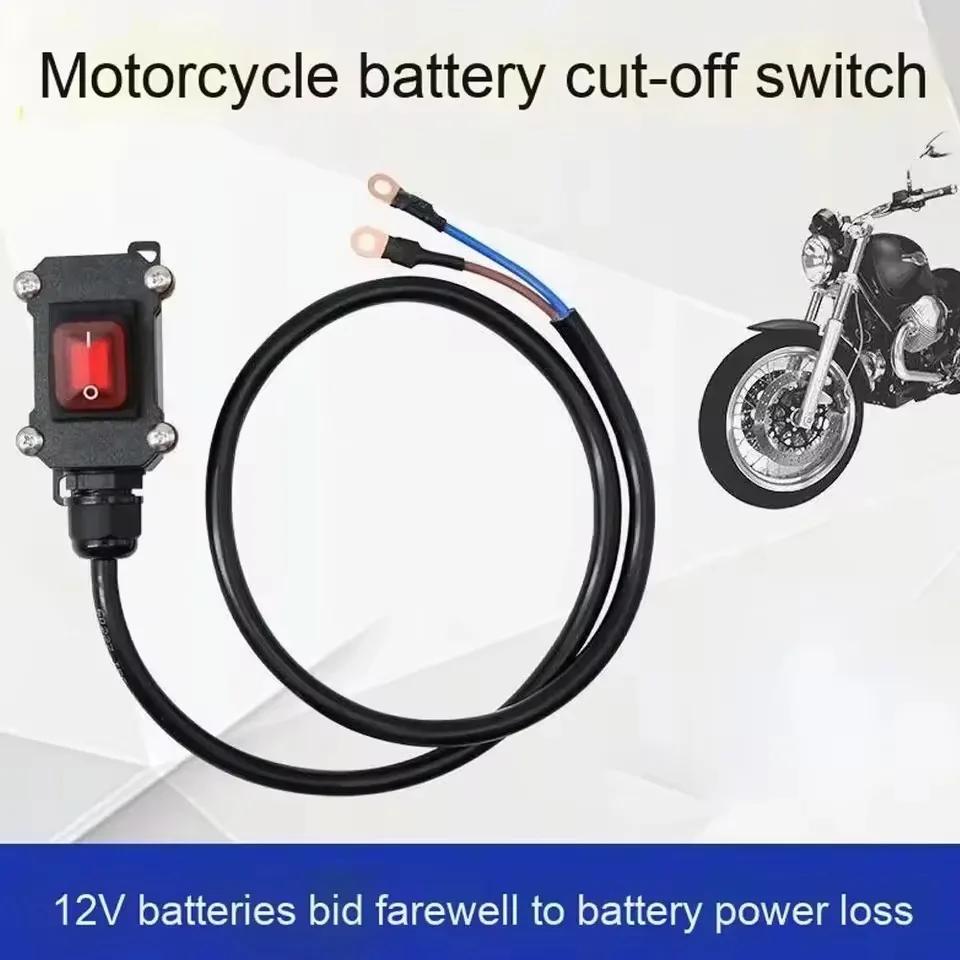 12V Vypínač odpojení baterie motocyklu Vysokovýkonný Vodotěsný ABS spínač 30cm/50cm Měděný kabel Odpojovací kabel baterie pro těžké podmínky