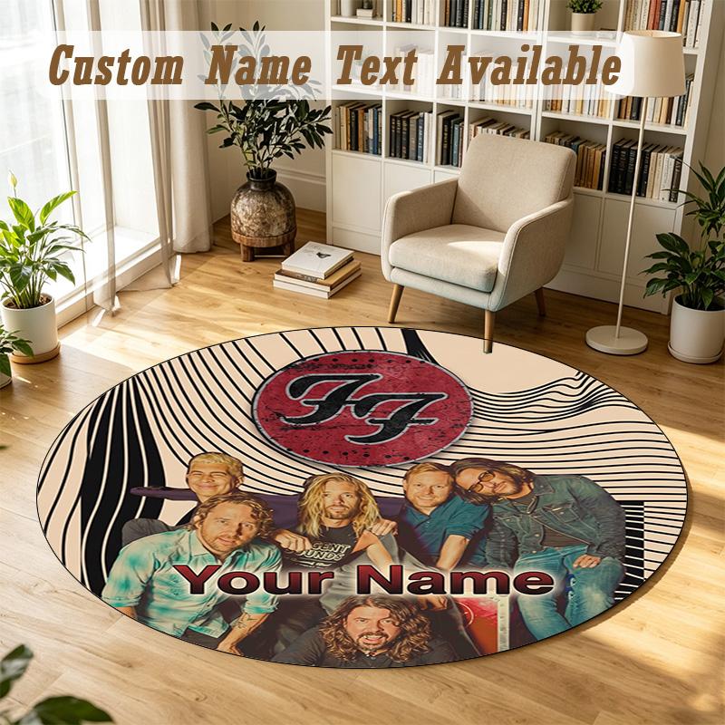 Foo Fighters Personalized Round Rug Support Custom Name, Soft Home Decor Mat