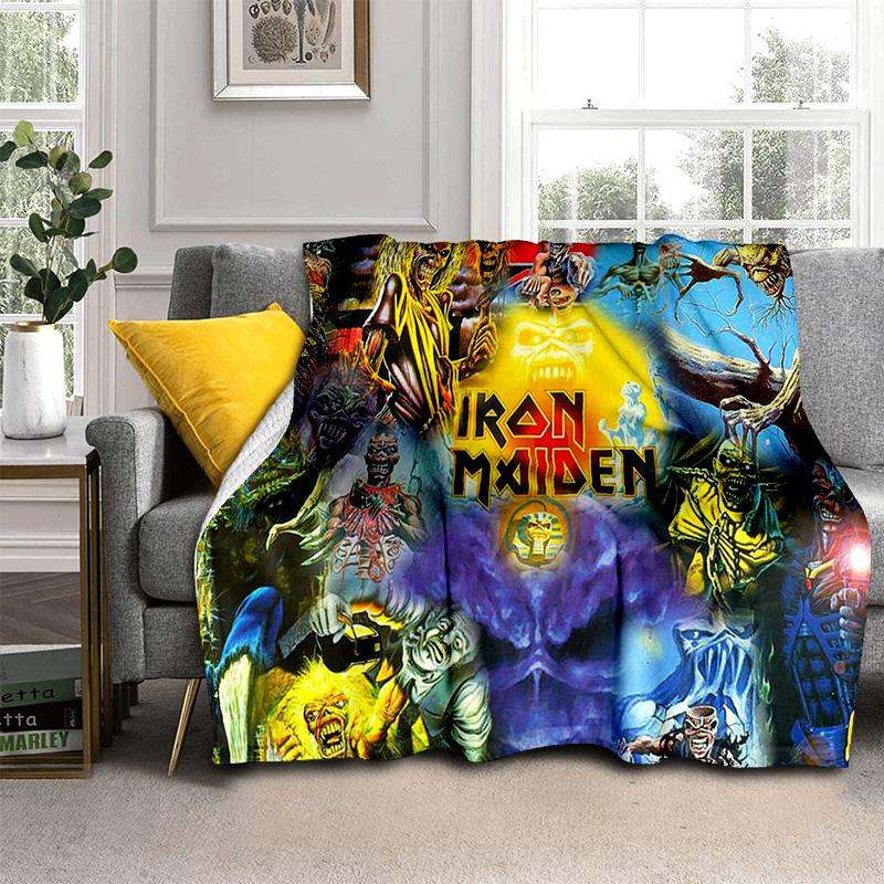 HD I-Iron Maiden Heavy Metal Band 3D Blanket,Soft Throw Blanket for Home Bedroom Bed Sofa Picnic Travel Office Cover Blanket Kid