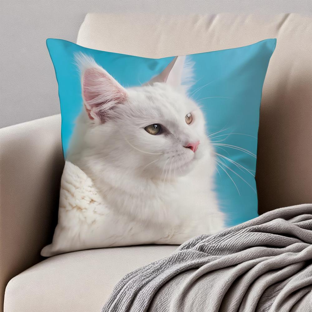 Cute Cats photograph Cushion Cover Pillowcase Antidustmite Invisible Zipper Short Plush Sofa Cushion