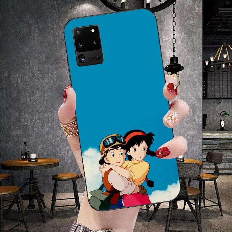 Castle In The Sky Japan Phone Case For Samsung Galaxy S6 S7 S8 S9 S10 S21 S22 Plus Ultra Soft Black Phone Cover