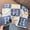 New letter scarf women's high-end medium and long winter short beard imitation cashmere shawl women's warm jacquard scarf
