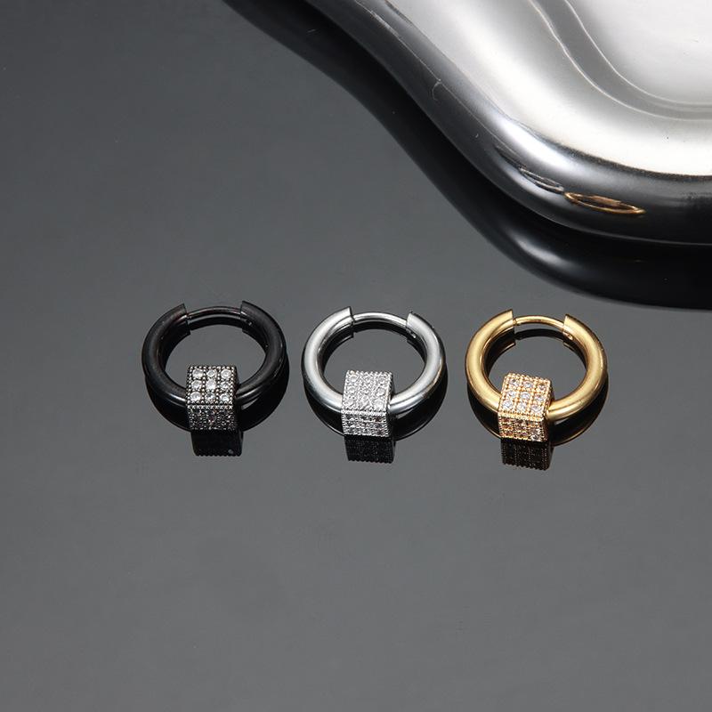 

Квадратные инкрустированные циркониевые серьги для мужчин и женщин, квадратные серьги из титановой стали, индивидуальный дизайн ювелирных изделий