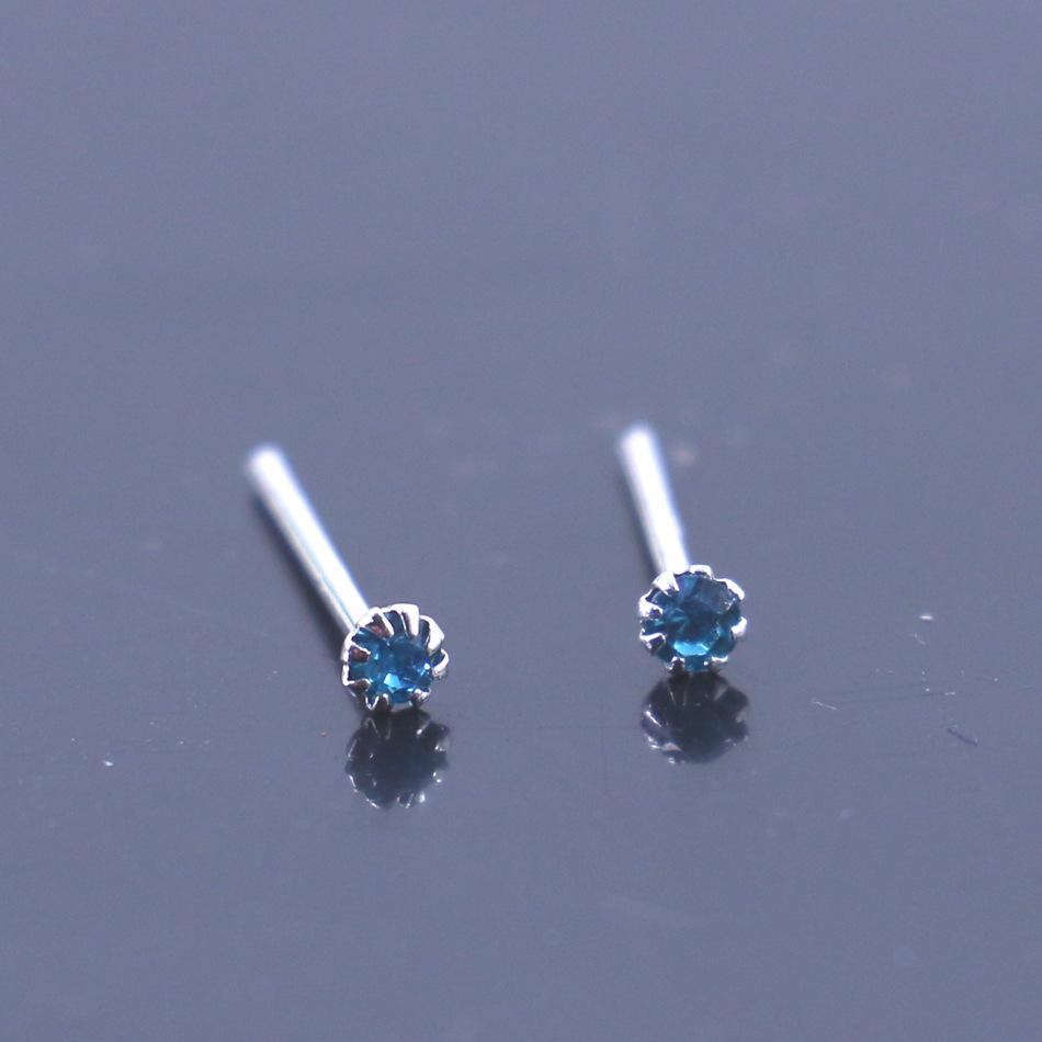 Boxed Copper-Plated Imitation Silver 2mm Rhinestone Stud Earrings in Korean Style (20 Pairs)