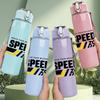 1PC Speed Zone Stripe Text Logo 750ml Color Plastic Sports Water Bottle Leakproof Flip Straw Lid Suitable for Sports Office Home Use