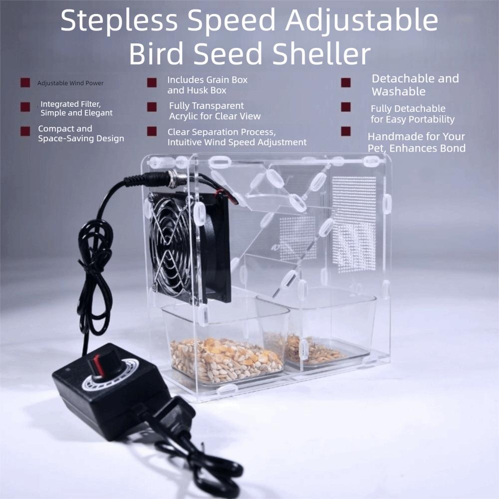 Clear Acrylic Bird Grains Shelling Machine Adjustable Speed Bird Food Separator Bird Breeder
