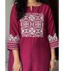 Conjunto de Pantalón y Kurta Bordado de Diseñador para Mujer Top Túnica India Bollywood Traje de Algodón Kurti Salwar