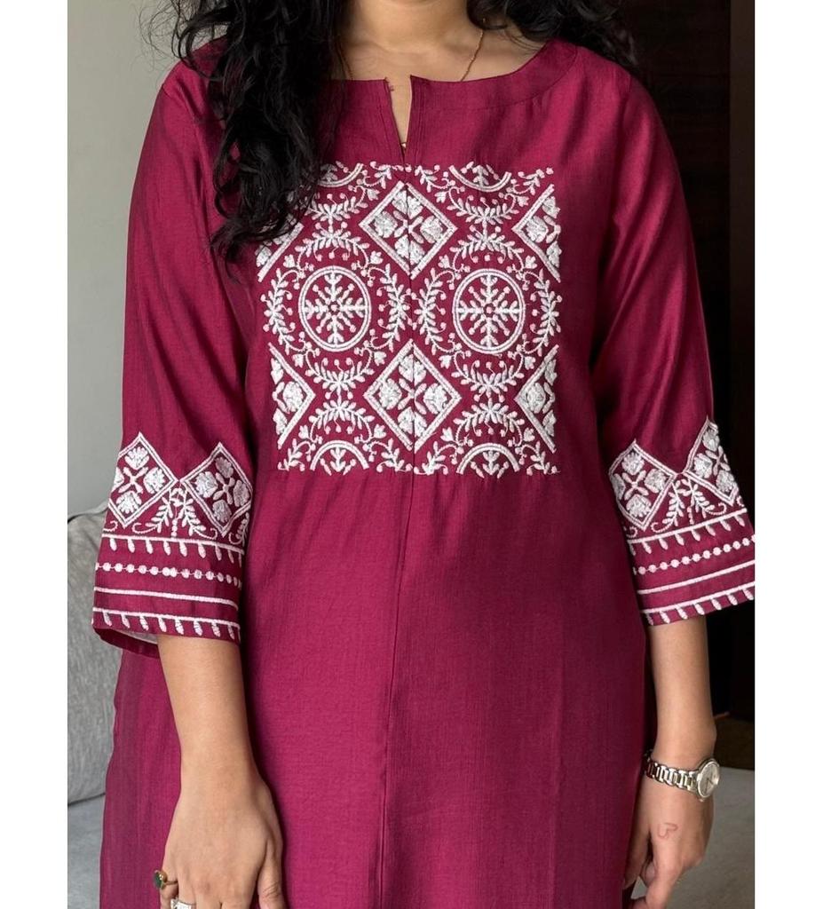 Conjunto de Pantalón y Kurta Bordado de Diseñador para Mujer Top Túnica India Bollywood Traje de Algodón Kurti Salwar