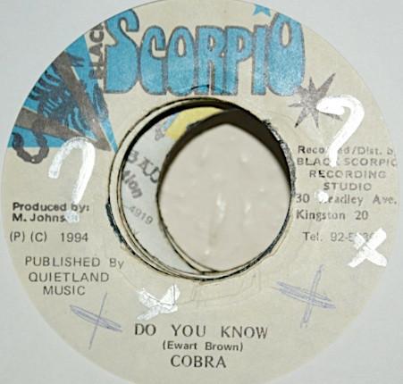 

7inch Record MAD COBRA Do You Know NONE Black Scorpio 1994 Jamaica Reggae Ska Dub Used