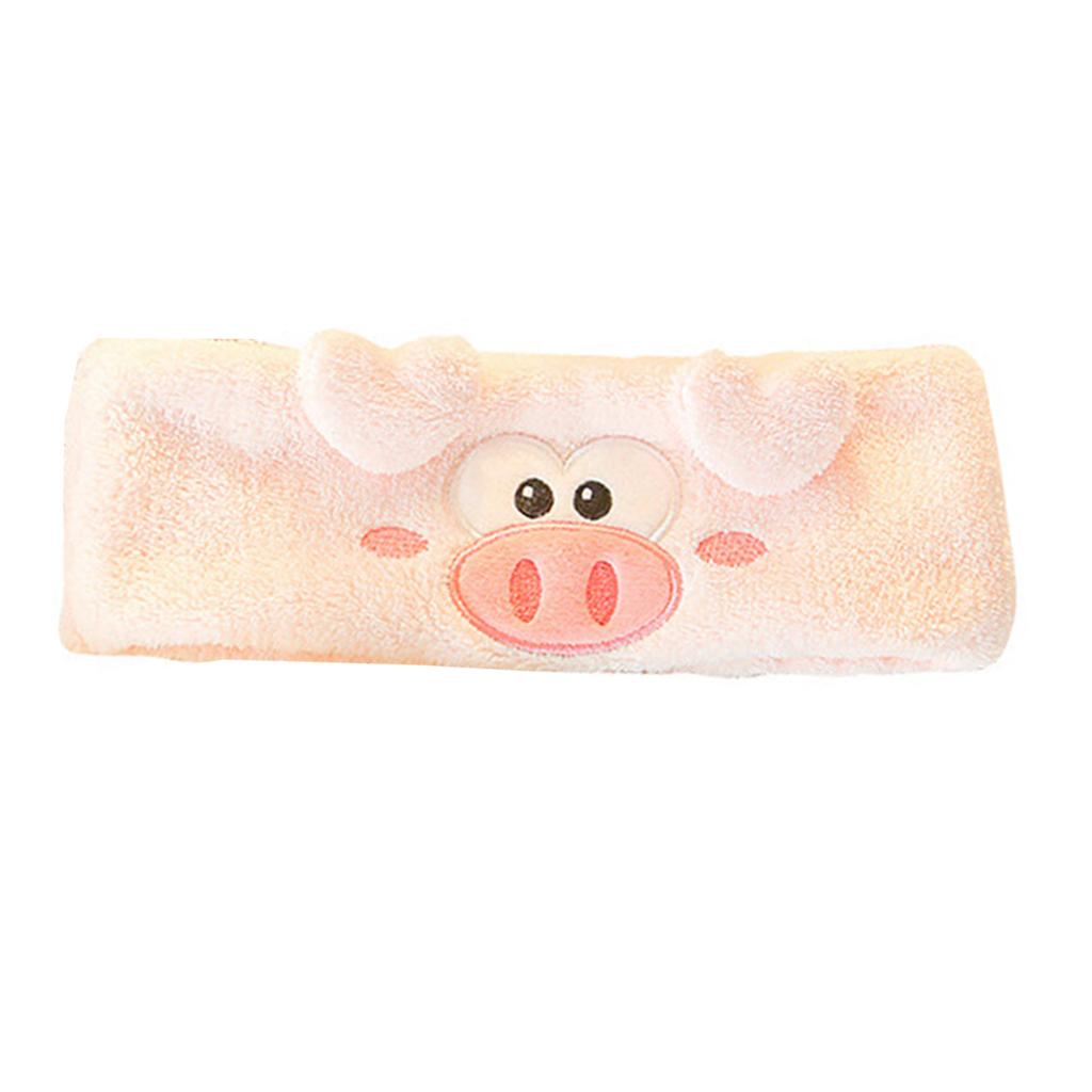Elastic Women Shower Hairband Face Washing Headband Cute Piggy Plush Face Wash Hairband Home Makeup Headband