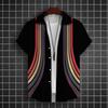 Summer new men's top striped D print men's cardigan lapel