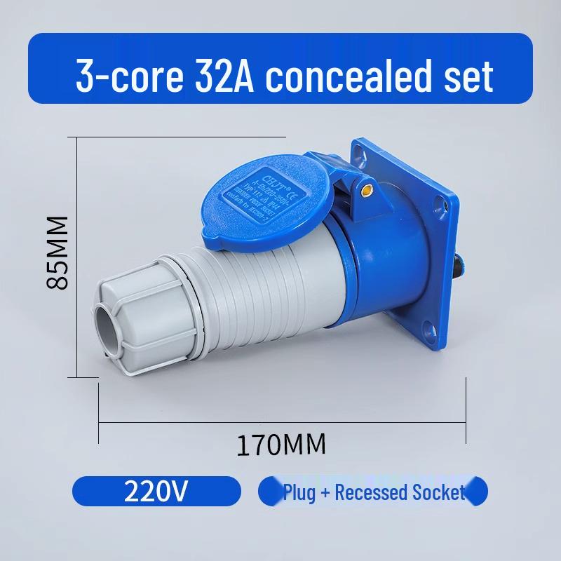 Waterproof 3-Pin 5-Hole Industrial Socket Connector (16A/32A) - Male-Female Mating, Non-Explosion-Proof.