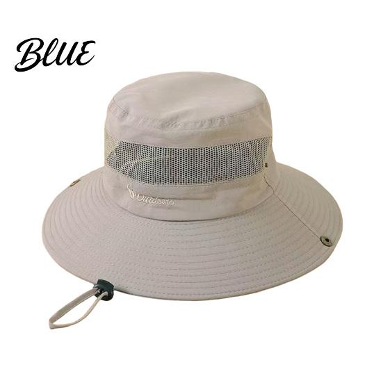 Wide Brim Hat for Beach Summer Mesh Spliced Bucket Men Women Extra Sun Foldable Outdoor Hiking with Adjustable Drawstring Portable Cap Fishing
