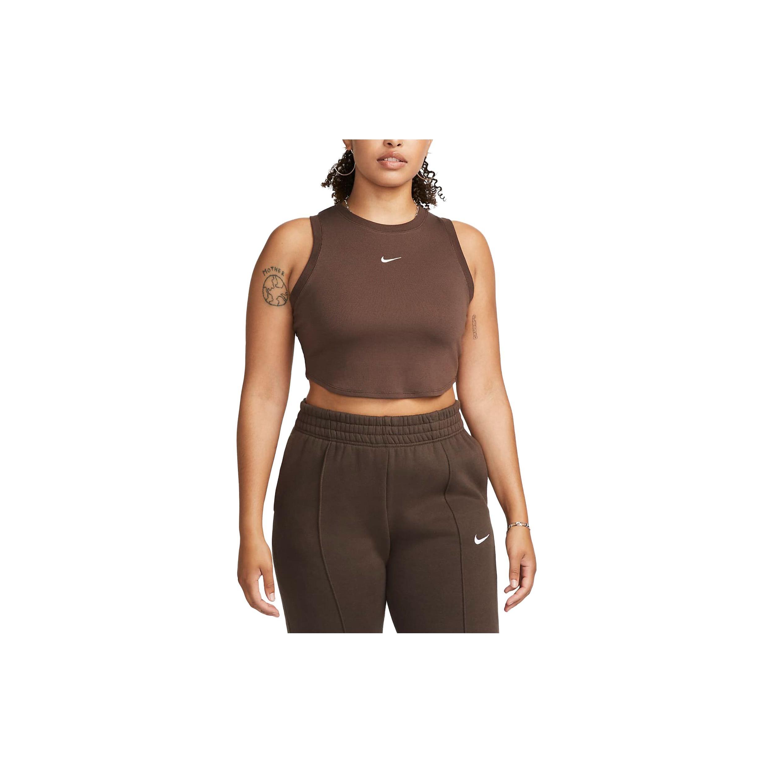 (WMNS) Nike Sportswear Essentials Ribbed Cropped Tank Top Brwon Women s FB8280-237 XXL