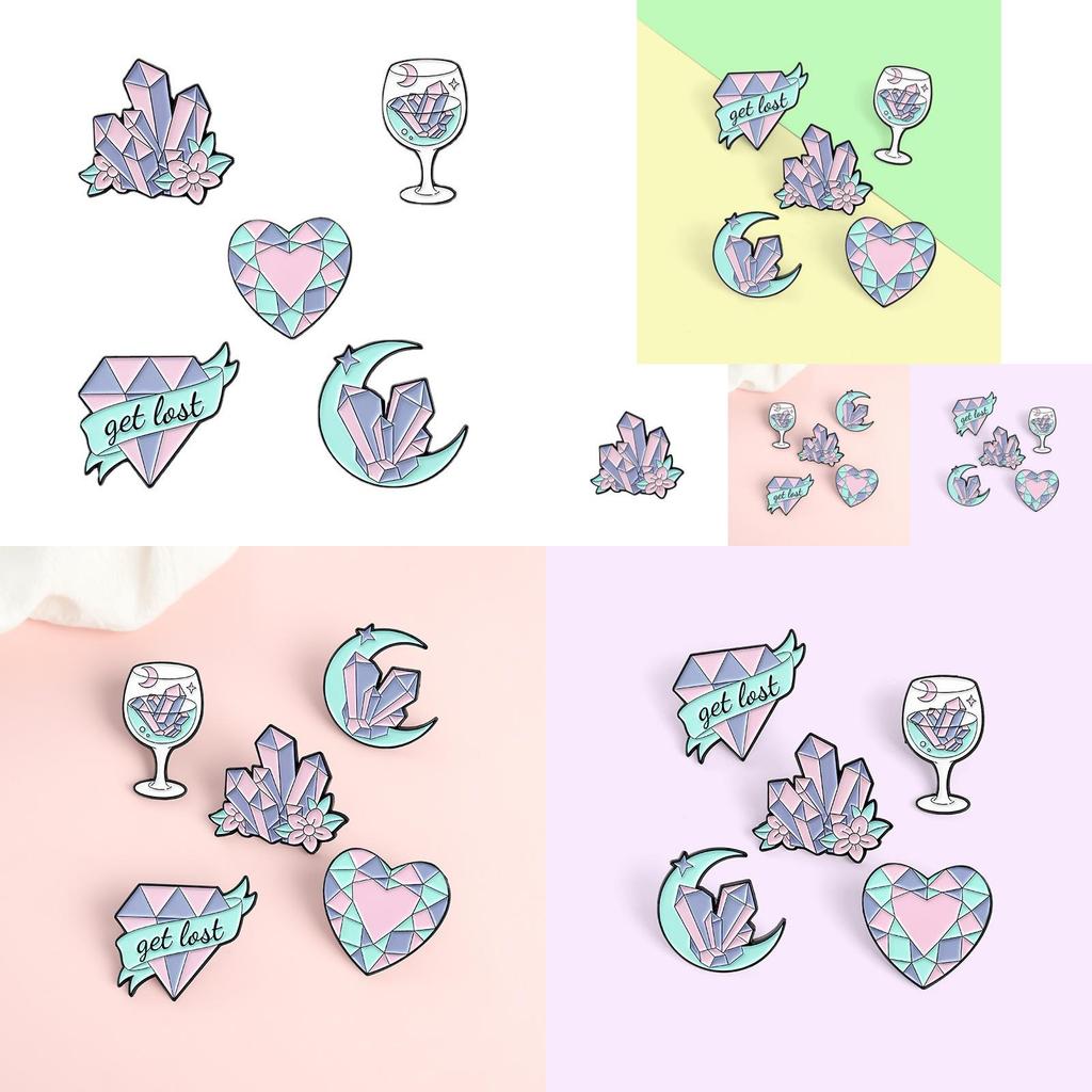 Unique Cartoon Gem Letter Heart Shaped Enamel Brooch For Men And Women Stylish Accessory
