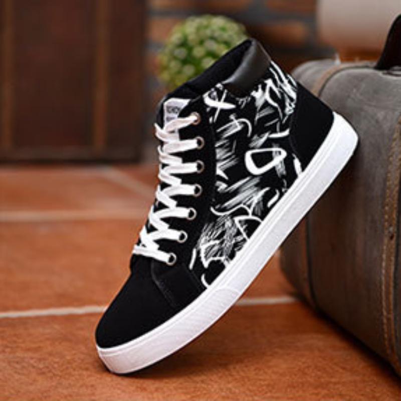 High Top Canvas Shoes Fashionable Lightweight Ankle Boots Spring Platform Sneakers for Men New Lace-up Casual Shoes for Men