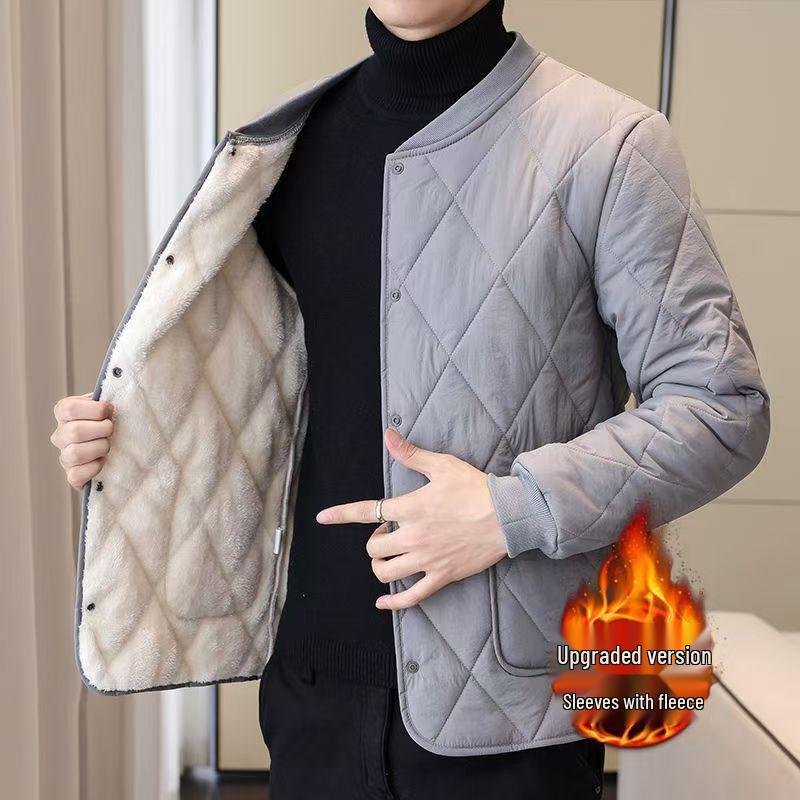 Men's Cotton Jacket: Velvet-Lined, Thick, Cold-Proof, Short Style, Casual Warmth for Students