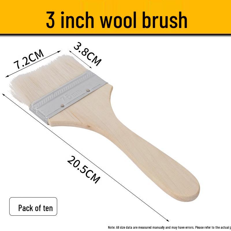 Soft Bristle Wool Brush - Non-Shedding Brush for Paint, Coating, Barbecue & Baking
