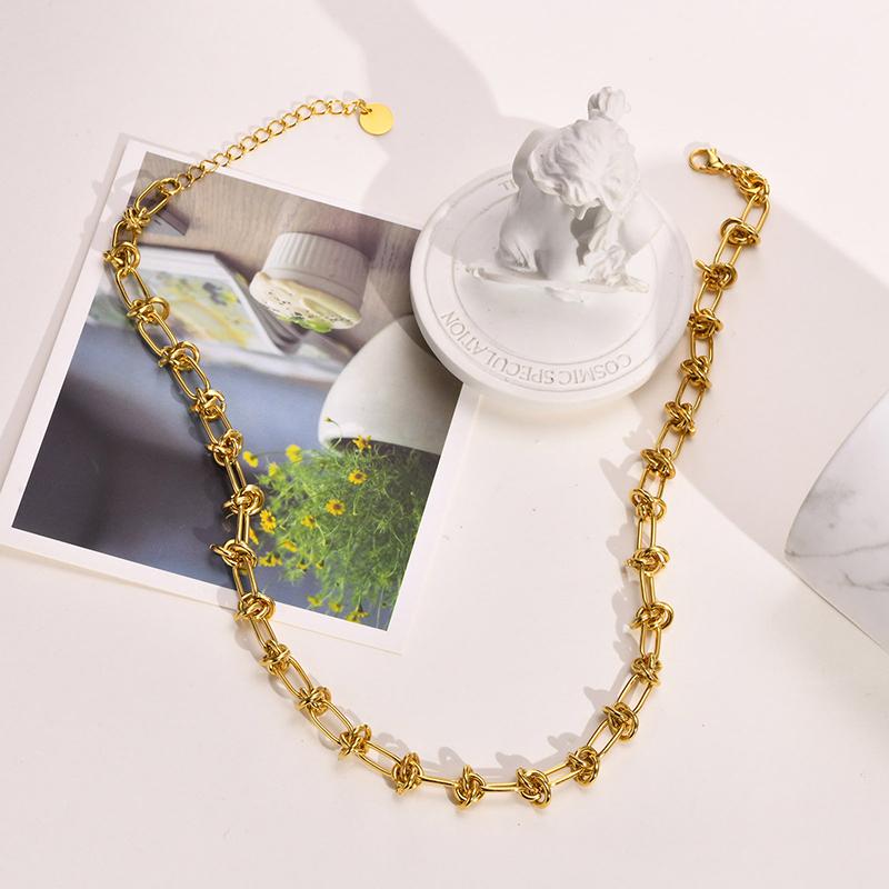 Fashionable And Minimalist Knotted Metal Necklace For Both Men's And Women's Hip-hop Punk Street Style Daily Jewelry Gifts