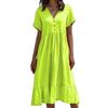 2026 Spring/Summer European & American Women's Solid Color Pleated Short Sleeve Dress