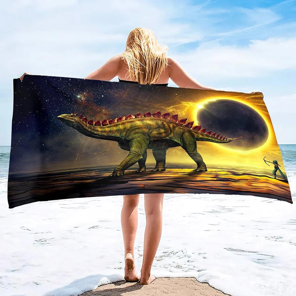Dinosaur Beach Towel Watercolor Camping S for Boys Kids Quick Dry Ultra Absorbent Super Soft Blanket Pool