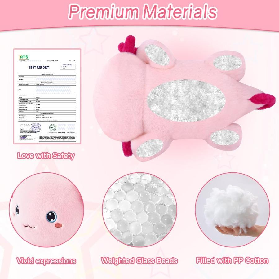 Weighted Stuffed Animal Axolotl Gentle Plush Toy 9.8 Inch 0.8 Lb Adorable Hugging Pillow Designed for Adults Home Decoration Xmas Birthda